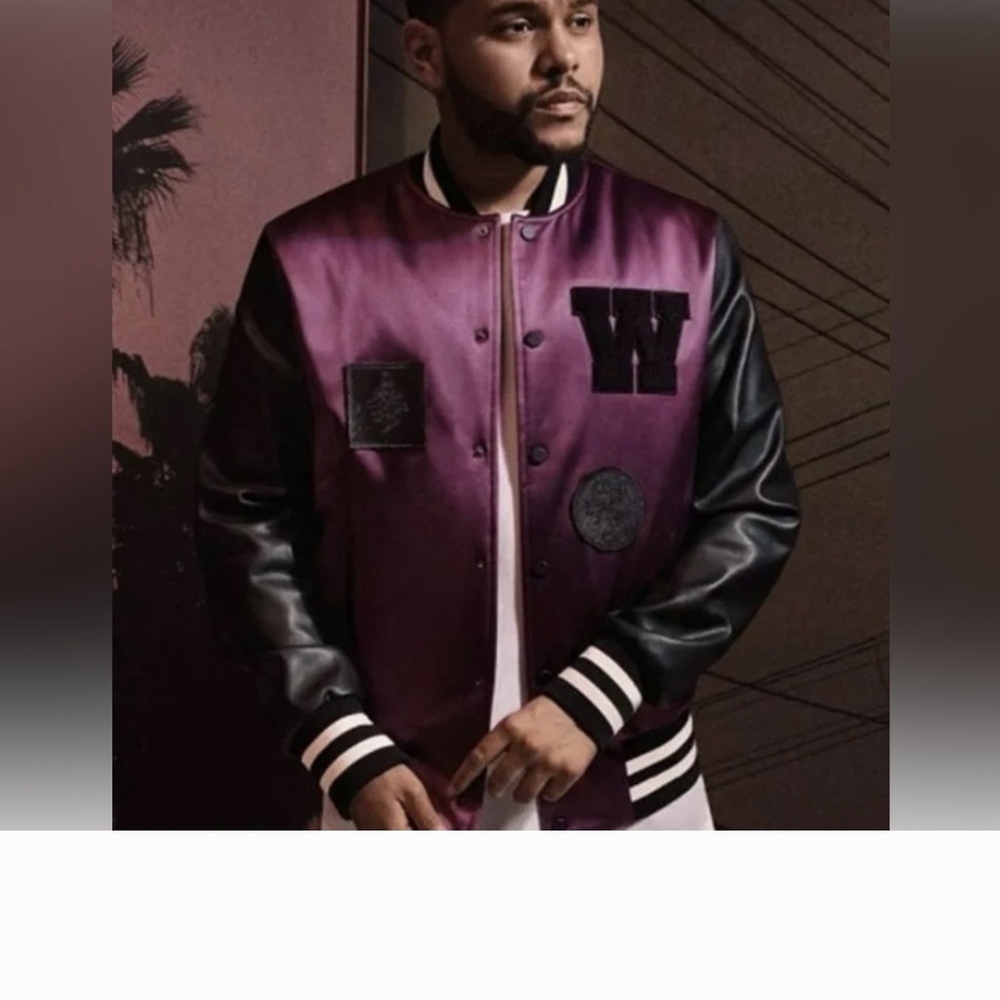 The Weeknd Purple and Black Varsity Jacket - Men's Small